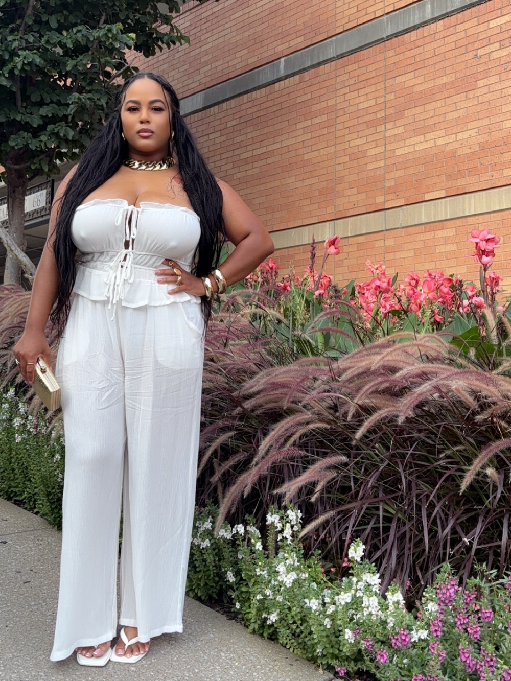 Arden B White Strapless Wide-Leg 2 piece set